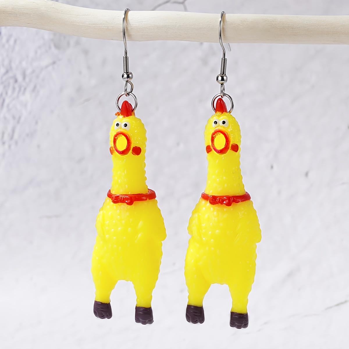 

Chic Mini Chick Squeeze Dangle Earrings - Quirky Animal Design, Acrylic With Silvery Posts For Everyday & Party Wear Earrings For Women Quirky Earrings