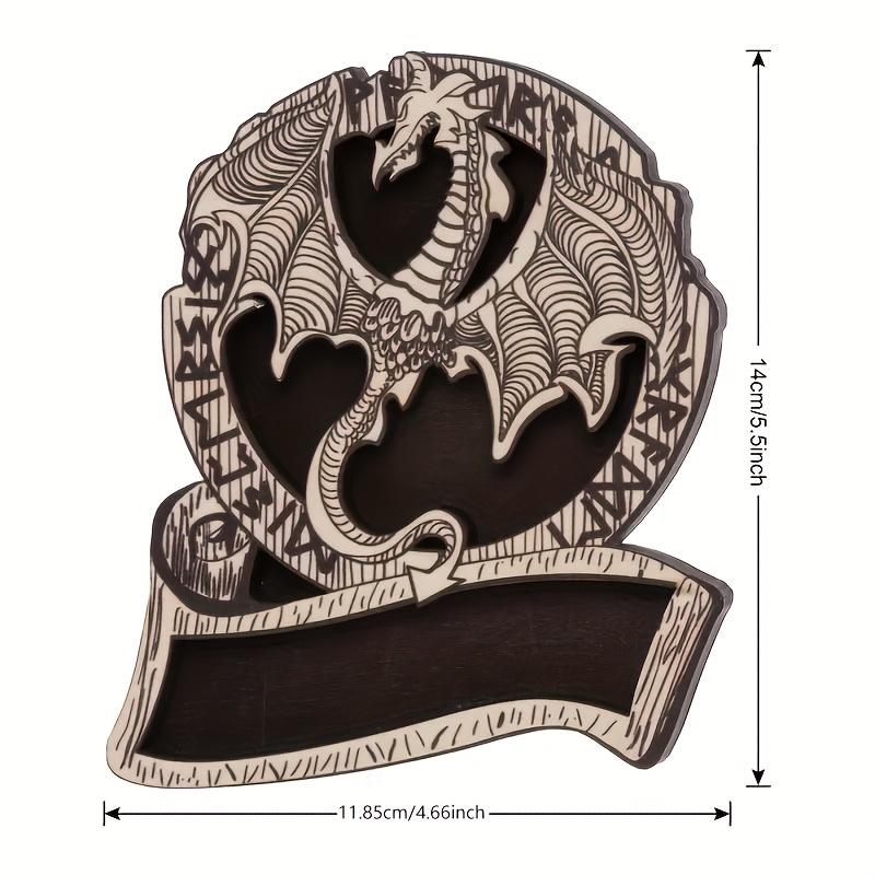 Image of 1pc Wooden Dragon And Dice Coaster - Holds 7 Dice, Classic Rpg Dragon Icon, Dragon And Game Accessory, Durable, Perfect Gift For Tabletop , Suitable For Bar Kitchen Home