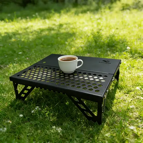 backpack folding mini metal table Outplea Small Camping Table, Low Portable Beach Tables, Green resistant easy to clean can put your stove on Sturdy joints and connectors plus anti Villey Portable Camping Side Table,