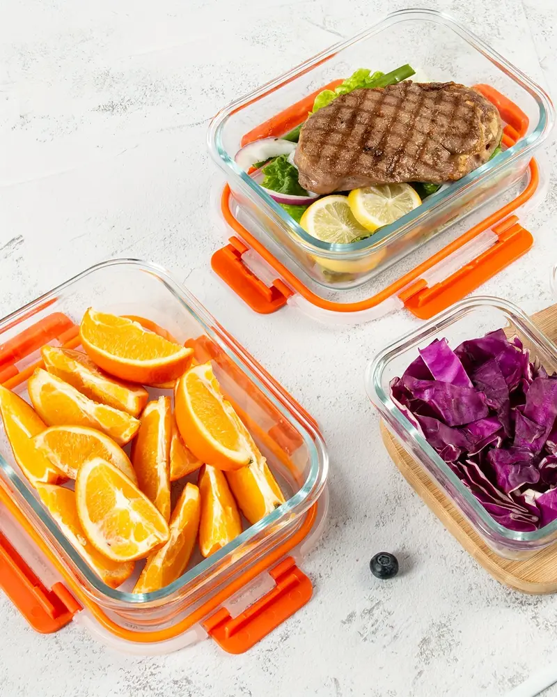 2pcs glass meal prep containers with airtight lids microwave oven and freezer safe transparent rectangular food storage boxes for prep and organized kitchen use Product details 3