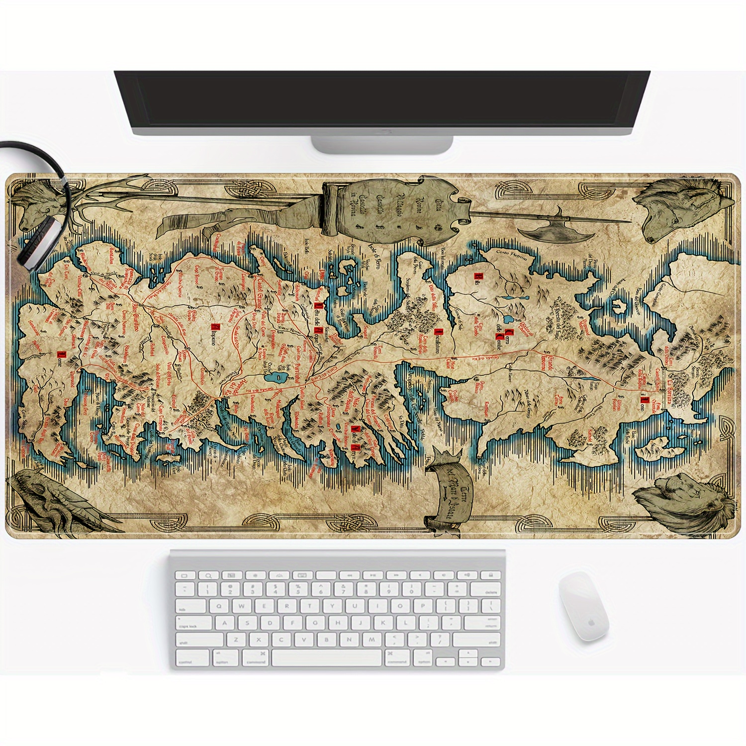 

1pc Map Mouse Pad, Rectangular Desk Mat , Mouse Pad For And