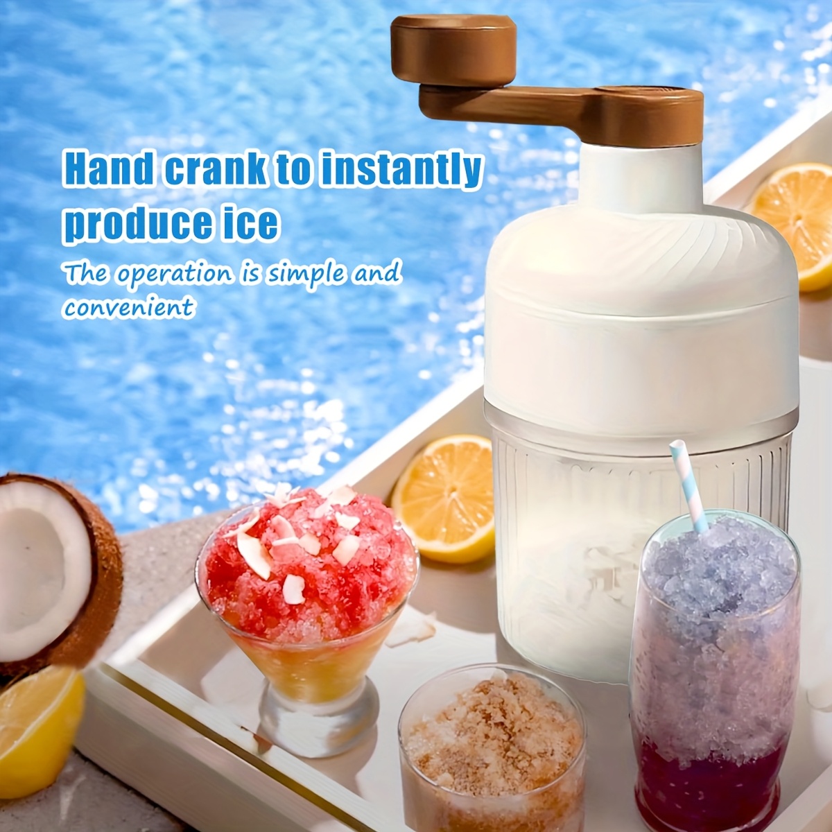 Large Capacity Shaved Ice Machine And Slush Machine, Multifunctional Manual Smoothie Machine, Ice Crusher, Ice Maker, Ideal for Homemade Shaved Ice, Snow Cone, Slush, Etc., Summer Party And Kitchen Use(Comes with One Mould)
