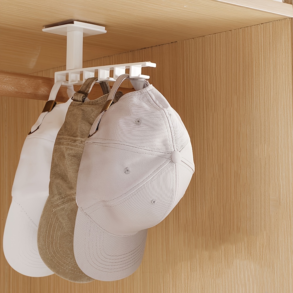 Space Hat Storage Rack-with Hooks Baseball Cap Rack On The Door, Plastic Closet Storage Solution