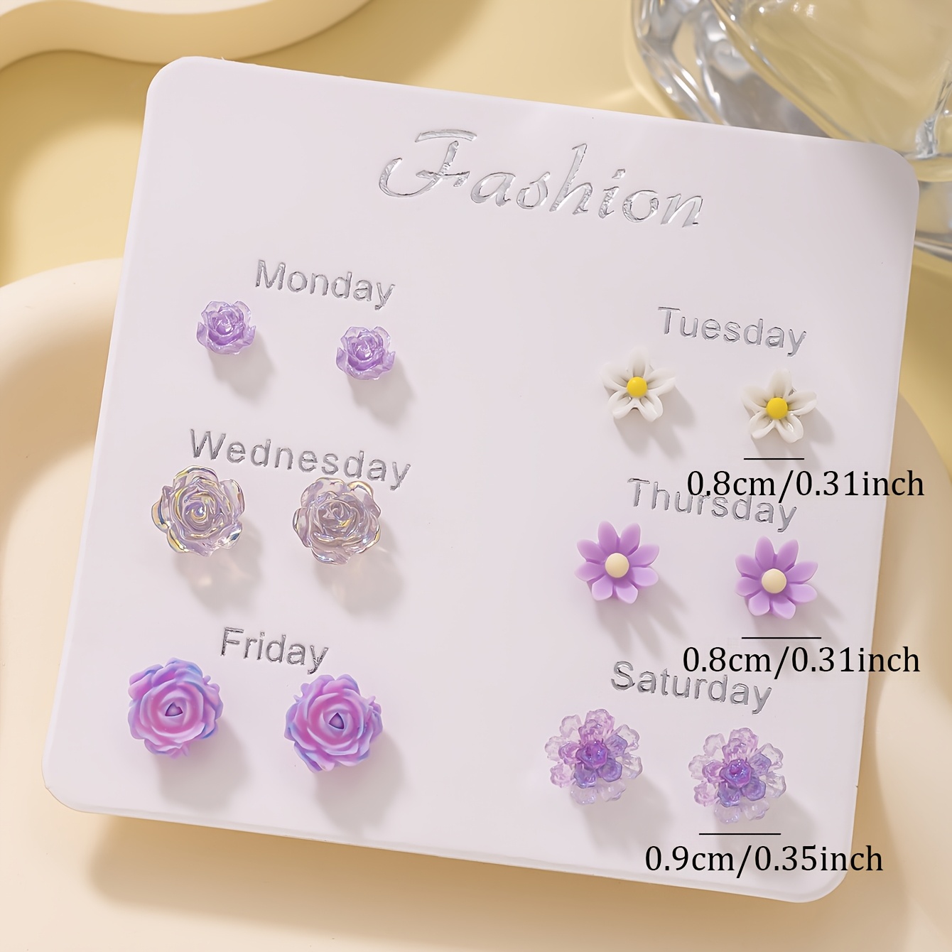 6 Pairs Multi-Color Flower Earrings Set, Elegant & Fashionable