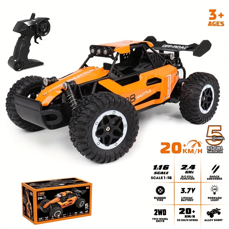 

Remote Control Car, 2.4ghz All Off-road Monster Truck, 20 Km/h Rc Car With Led Bodylight And Rechargeable Batteries