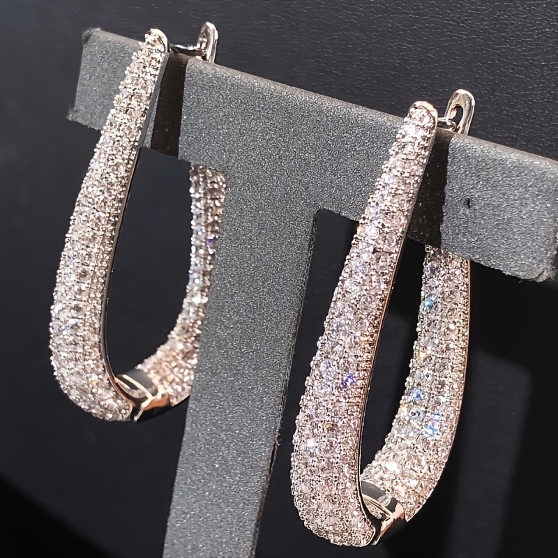 

Hoops, Elegant Women's Hoop Earrings With Sparkling Cubic Zirconia - Nickel-free Copper, Weddings & Parties, Luxury Gift For Valentine's Day