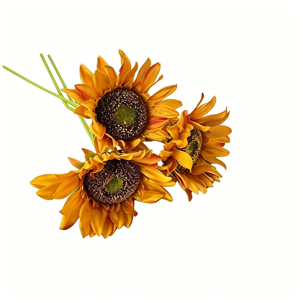 Image of [popular ] Fabric Sunflower Stems, 3pcs, 25. - Artificial Yellow Sunflowers For Indoor & Outdoor Decor, Perfect For Weddings, Birthdays, And Summer Arrangements, Sunflower Decorations