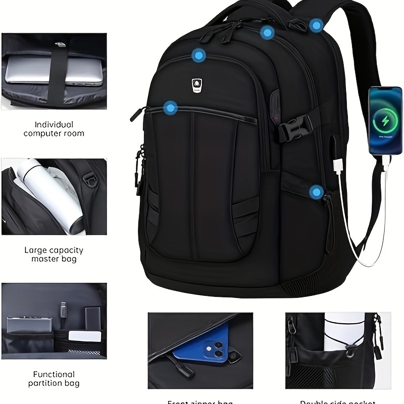 

Laptop Backpack Friendly Durable Travel Backpack With Usb Port, Waterproof Computer Bag Travel Business Backpack For 17 Inch Laptop