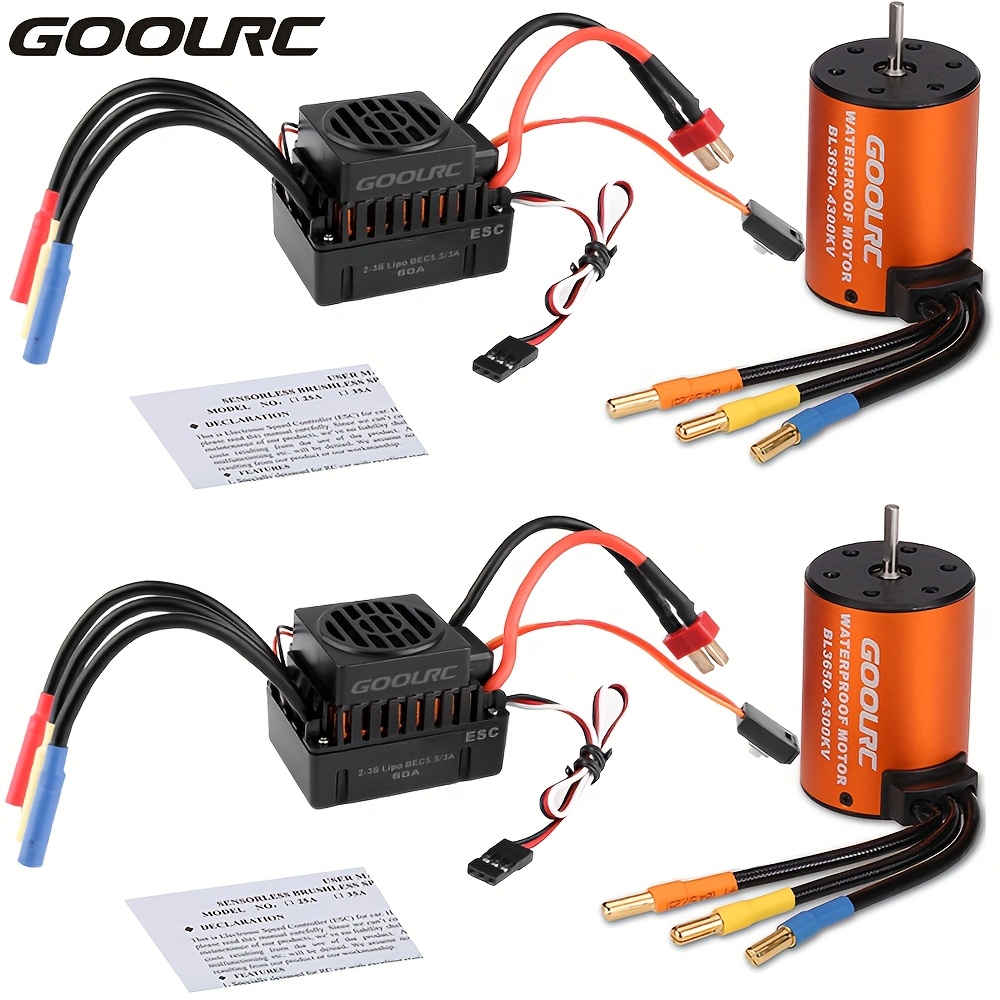 F540 4370KV Brushless Motor With 60A Waterproof ESC Combo - Upgrade For 1/10 Scale RC Cars & Trucks