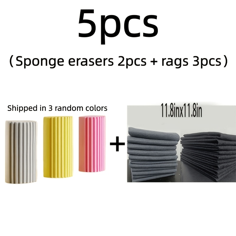 TEMU 5pcs, Combination Of 2pcs Cleaning Sponges And 3pcs Magic Dusting Cleaning Cloths, Suitable For Cleaning Sponges, Absorbent Cleaning Pads,