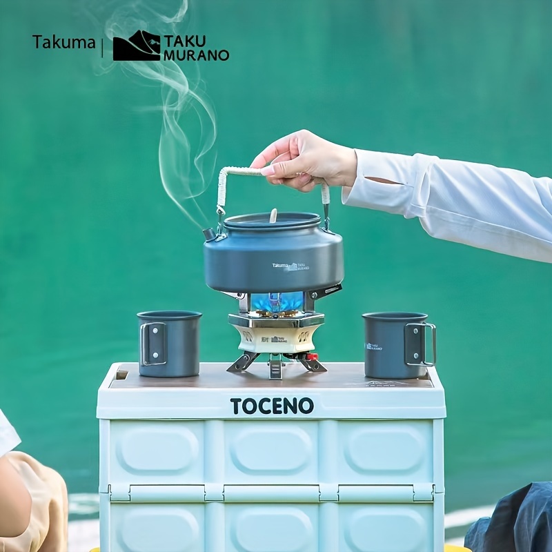 TAKU MURANO Portable Gas Camping Stove - Compact, Windproof, Quad Burner Design with Piezo Ignition, Ideal for Hiking, Outdoor Activities - 1pc, Includes Carrying Bag