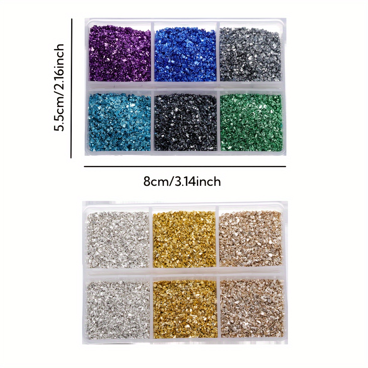 TEMU 2sets Sparkling Crushed Gems - Perfect For Resin Projects, Jewelry Creation & Nail Art, Multifunctional Decorations