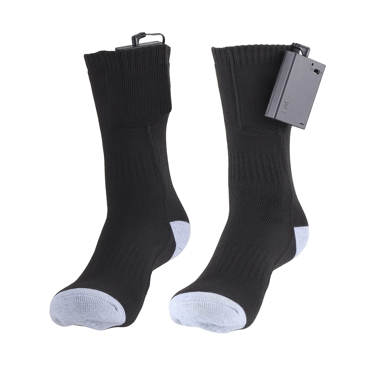 TEMU 1 Pair Men's Heated Electric Thermal Socks With Thermostatic, 360° Surround , Washable Mid-calf Suitable For Skiing, Camping, Hiking, Ice