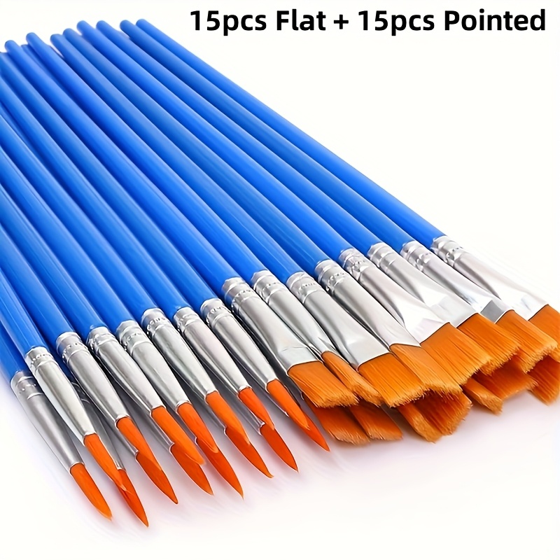 E-shop 30-teiliger Nylon-Pinselset mit robustem Kunststoffgriff – Ideal für Ölgemälde, Aquarell- und Gouache-Malerei, für kreative Malvorlagen und