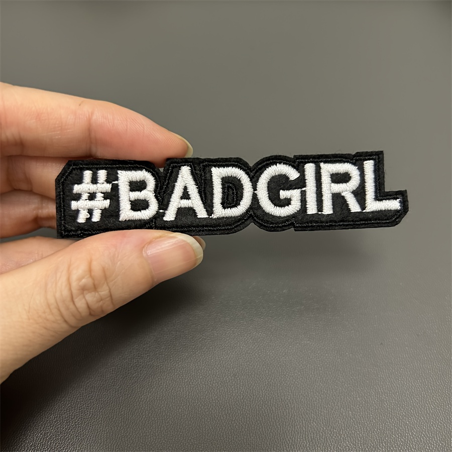 

bad Girl" Patch - Black And White Embroidered Fabric Badge - 2.1cm X 9cm - Perfect For Clothing And Accessories