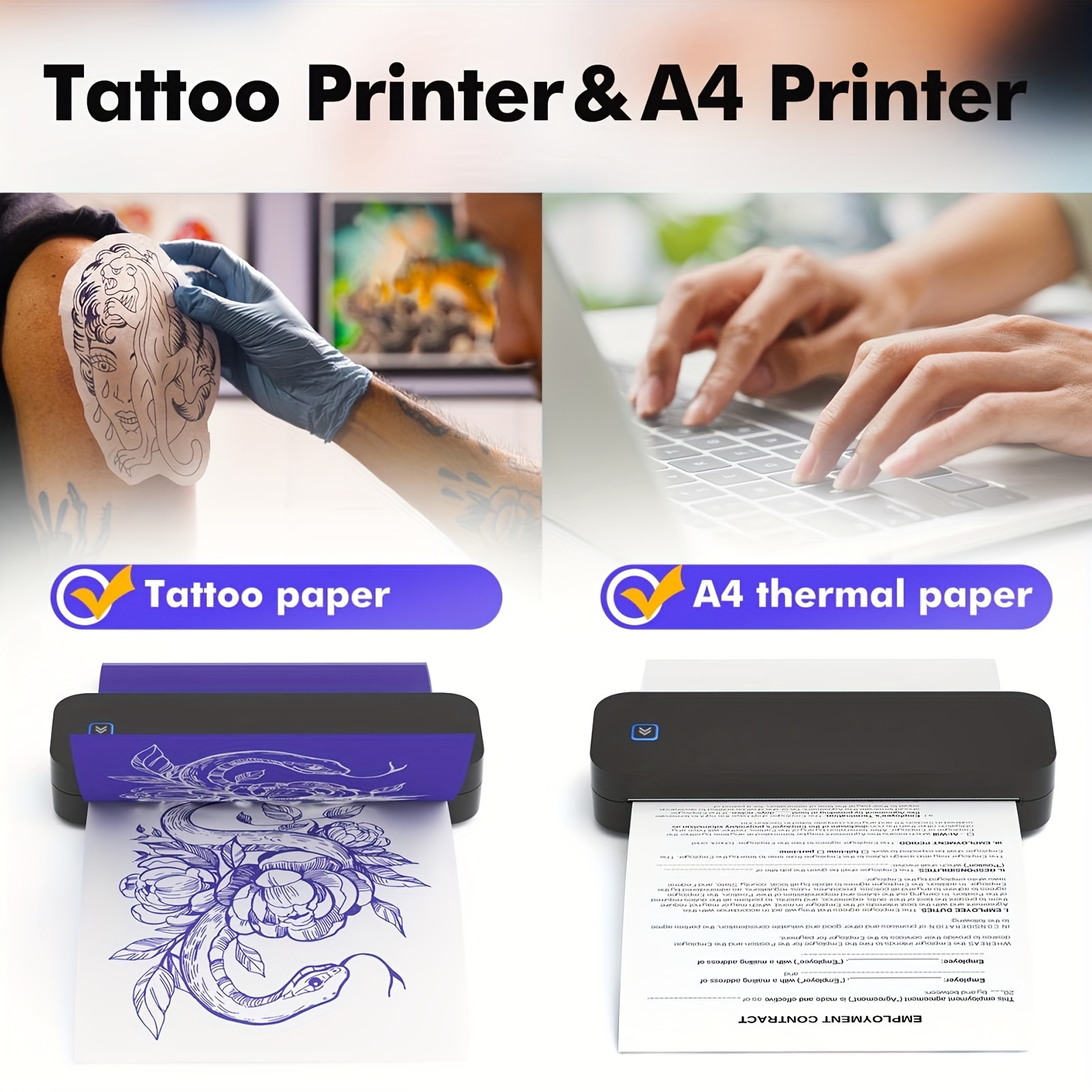 TEMU Wireless Thermal Printer, Portable Tattoo Stencil & A4 Printer, Inkless Printer Compatible With Smartphone And Pc, Mobile Printer For Business,