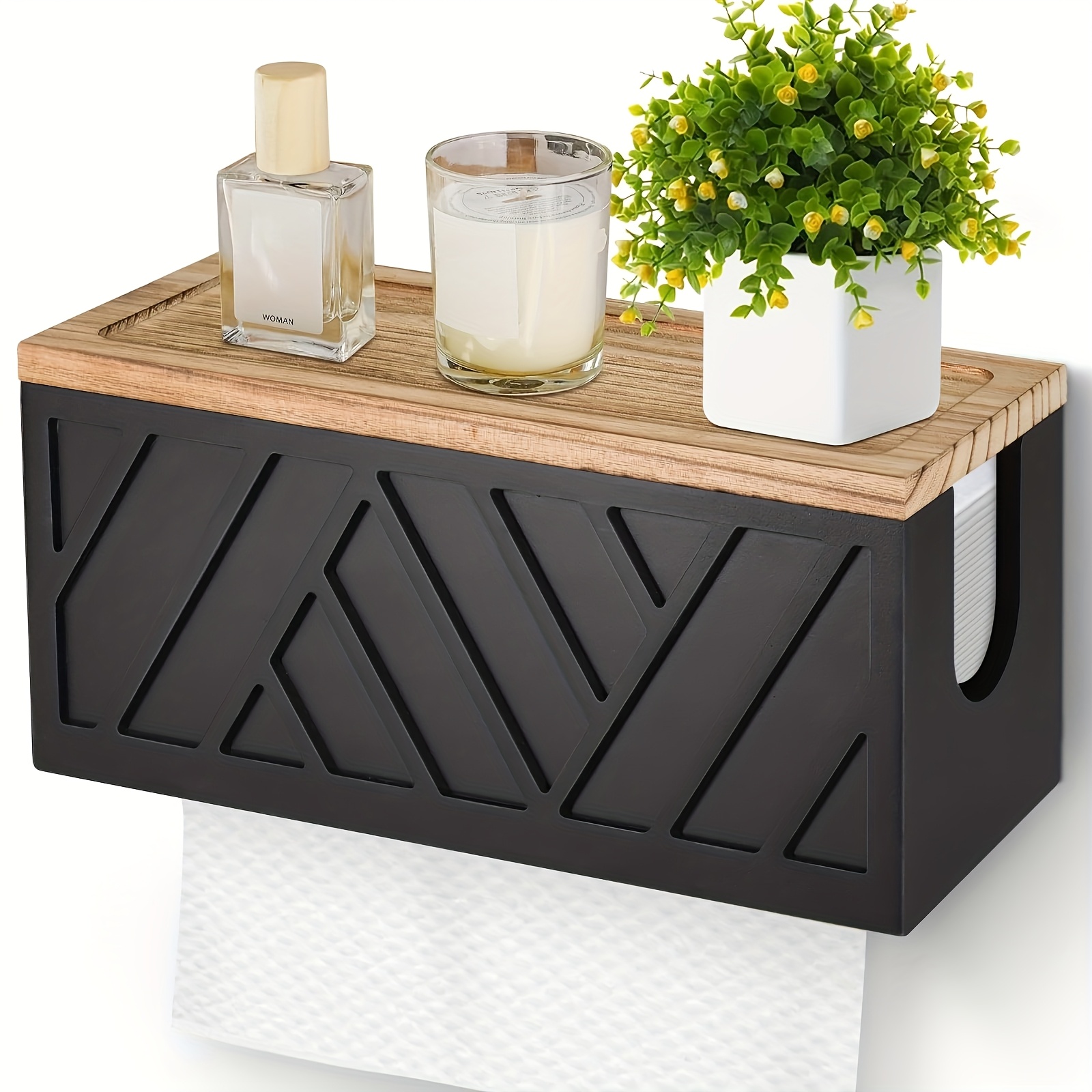 Solid Wood Wall-mounted Paper Towel Dispenser With Lid - C/z/trifold Design For Kitchen & Bathroom Decor