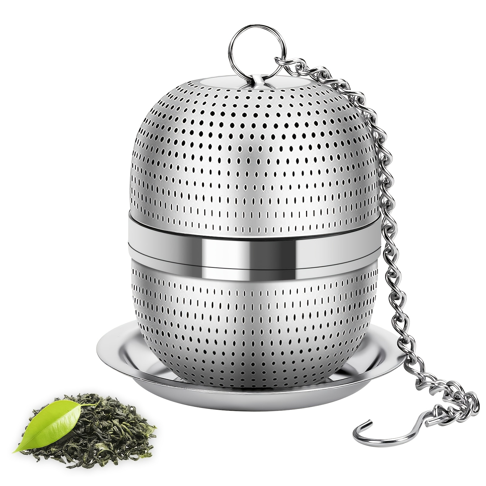 TEMU Tea Ball Infuser For Loose Tea, Extra Fine Mesh Tea Strainer With Drip Tray, 304 Stainless Steel Tea Steeper For Black Tea, Rooibos, Etc