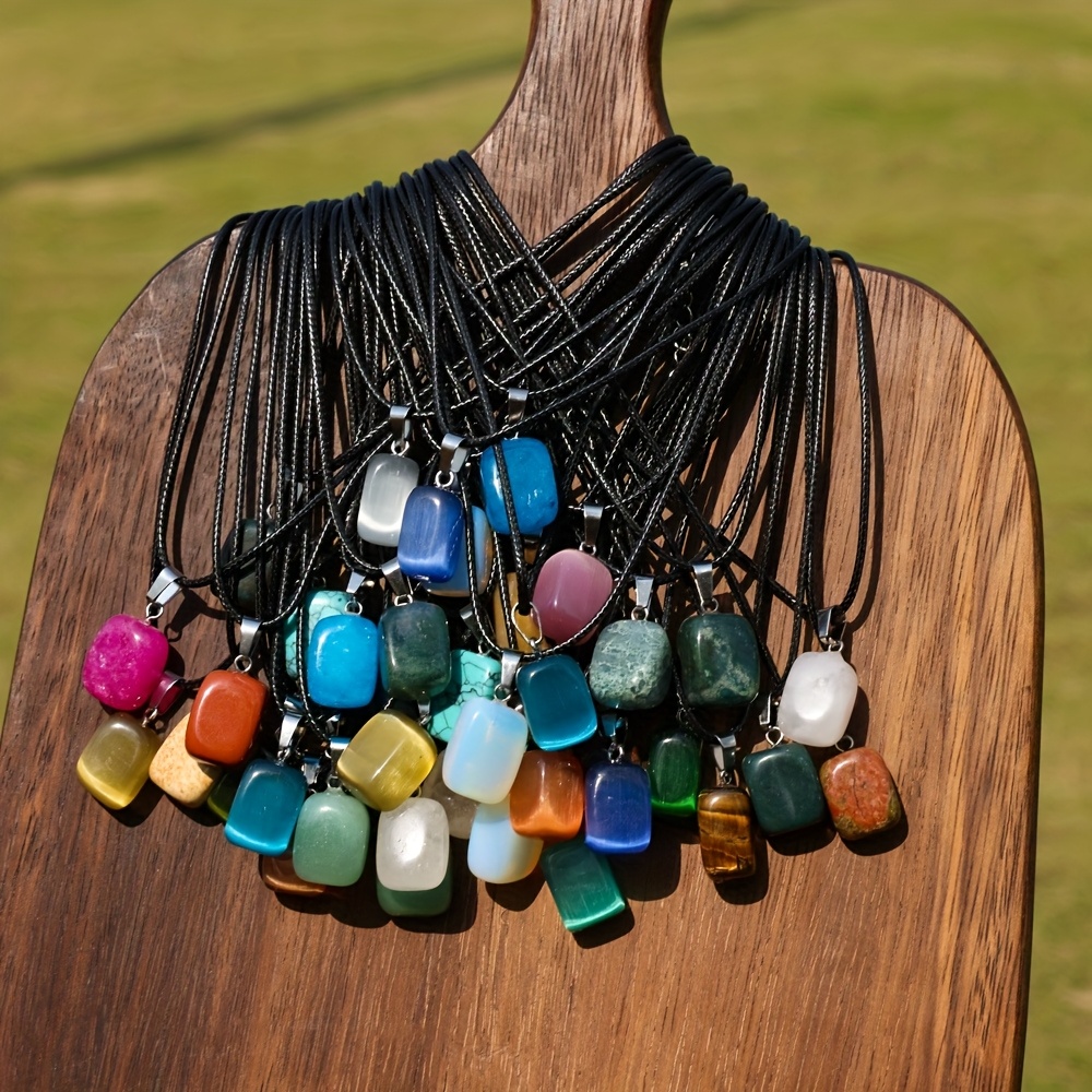 7pc Irregular Natural Gemstone Pendant Necklace Set