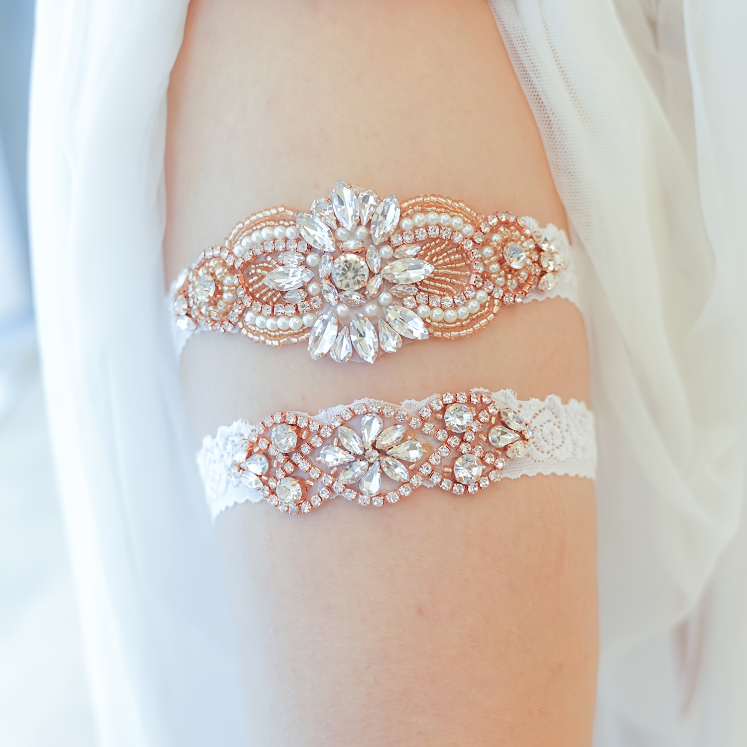 2pcs wedding bridal pearl garter set delicate - Temu Malaysia