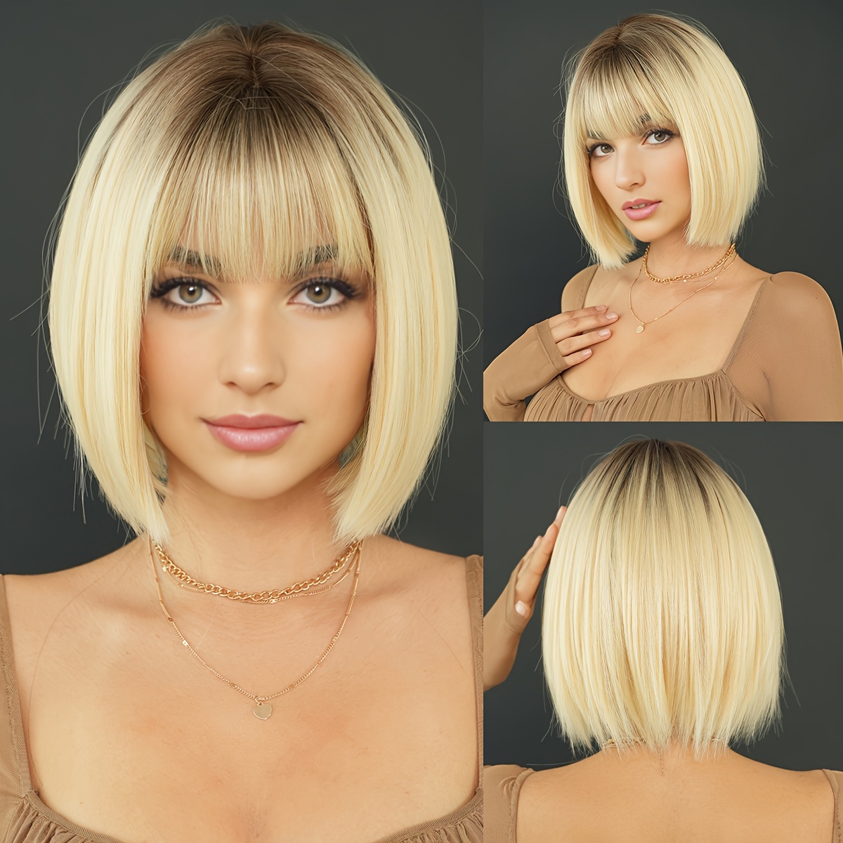 

Namm Blonde Wig Loose Middle With Bangs Part Wigs With High Density Synthetic Layered Hair Wigs For Women