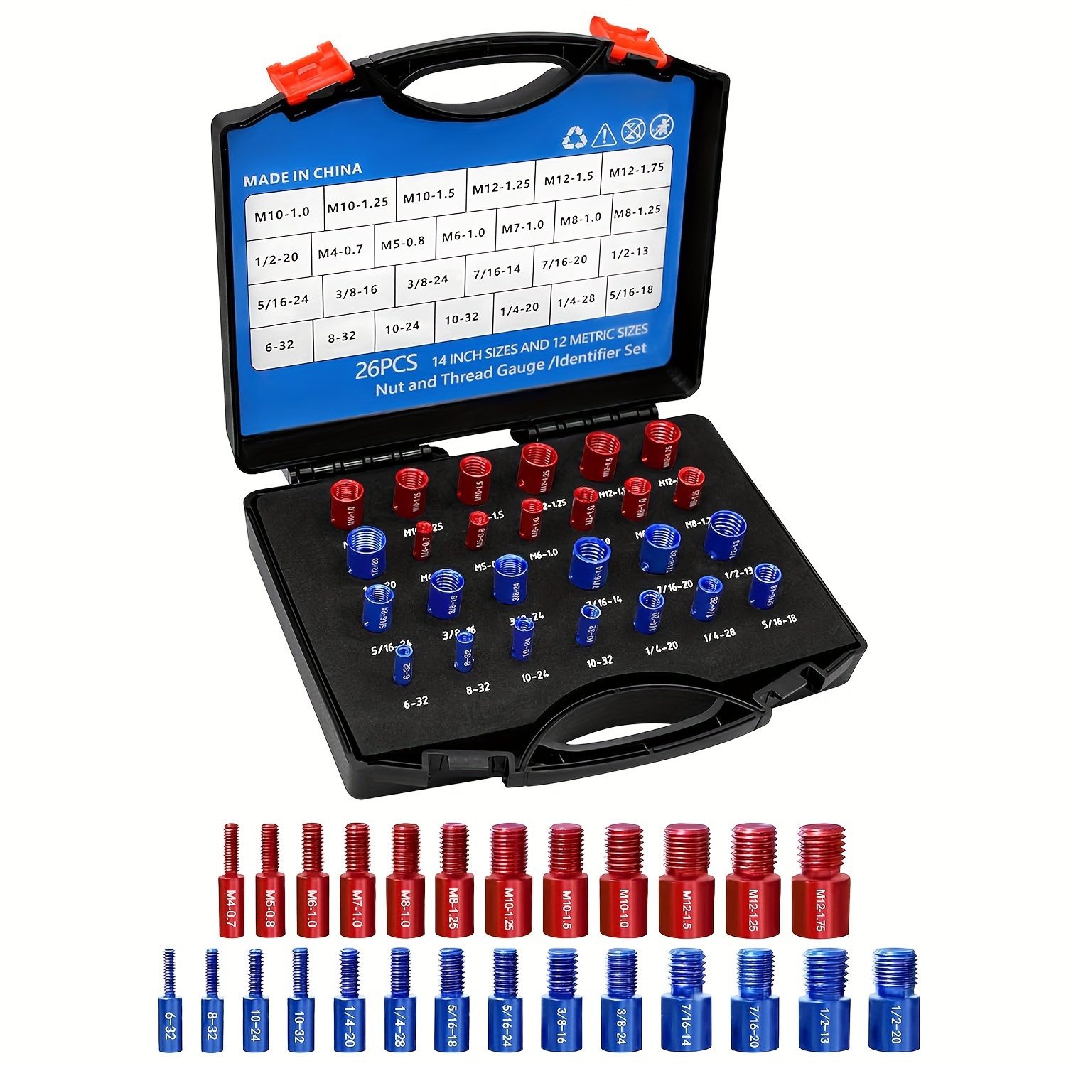 

26-piece Nut & Bolt Thread Checker Set - Stainless Steel, Metric & Inch Sizes (14" & 12"), Quick Inspection Gauges For Precision Measurement