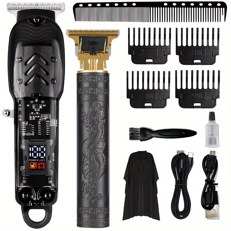 

2pcs For Men, Rechargeable Low Cutting Kit Lcd Display