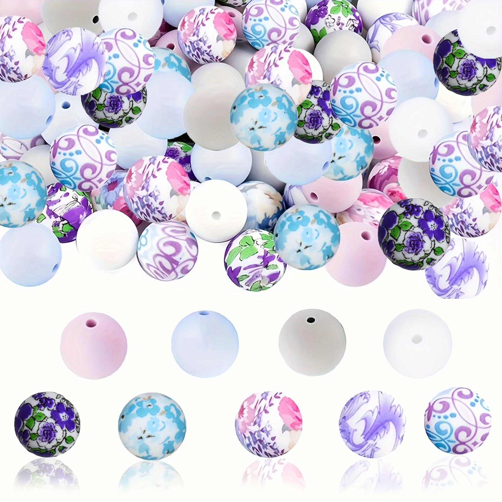 

50pcs Non-toxic Silicone Beads - Decorative Craft Beads For Diy Jewelry Making, Keychains, And Handmade Accessories, Safe Bpa Free Material