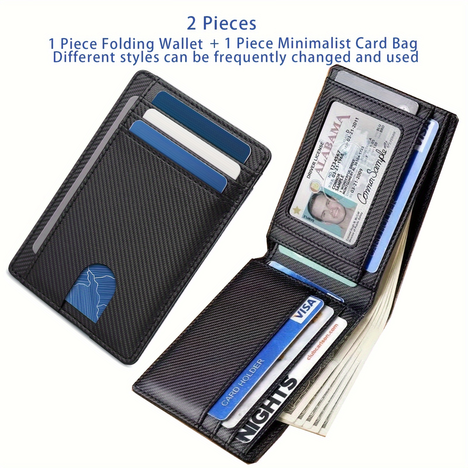 

Men's Wallet Wallet, Ultra-thin, Minimalist Anti-theft Brush, Men's Credit Card Bag, Minimalist Card Bag, 12 Card Slot Wallet, 2 Sets Black