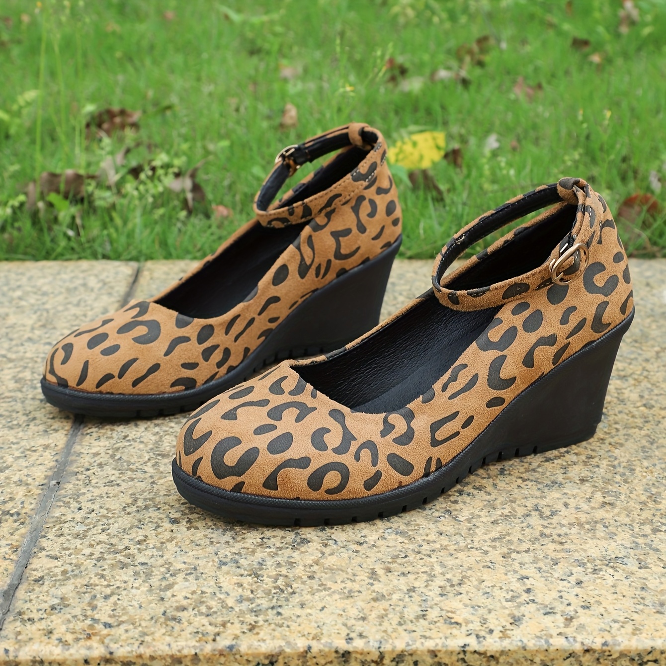 women's leopard print wedge shoes brown animal Temu Mauritius