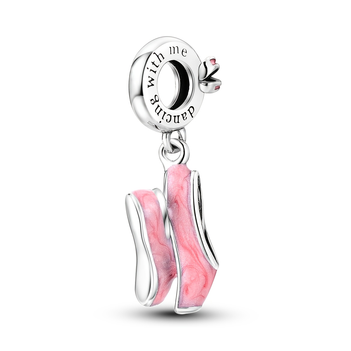 TEMU 1 pièce de breloques perles couleur argent design original pour femme, pendentifs chaussures de ballet, compatibles avec bracelet et collier