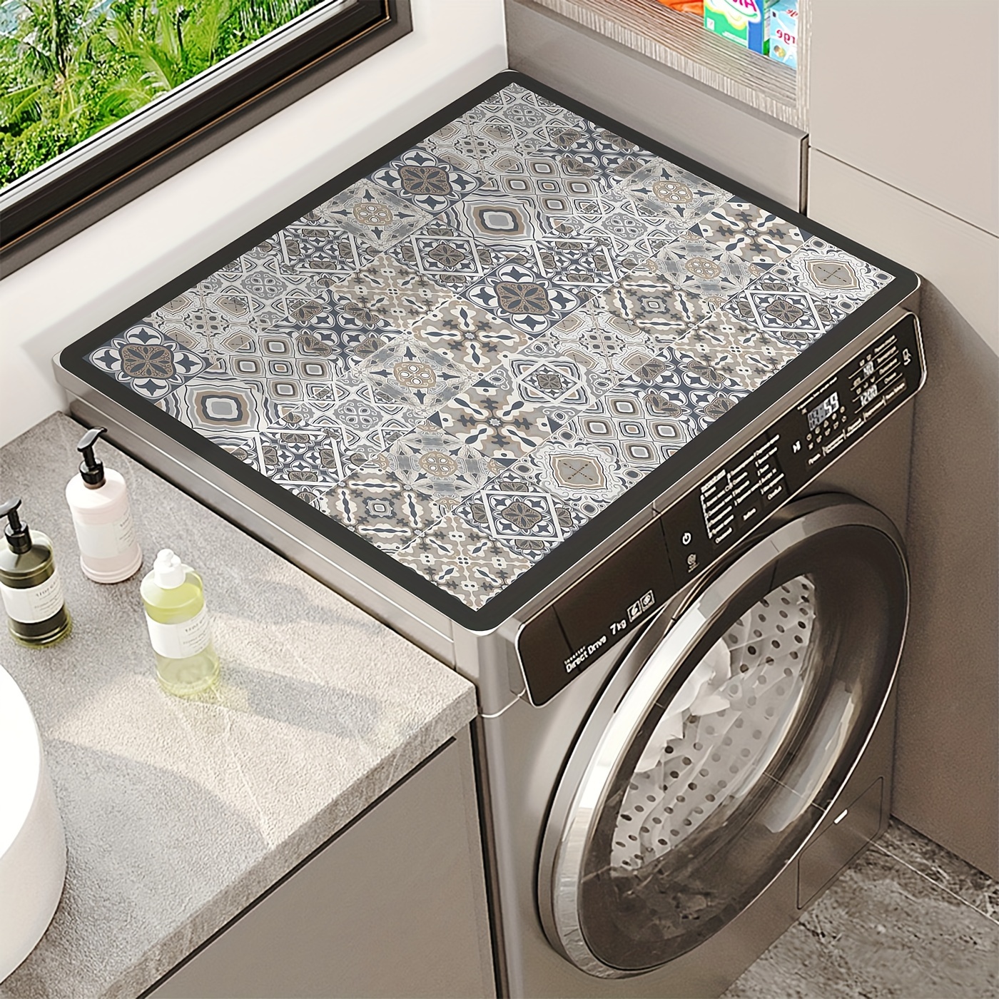 mandala vintage   print washing machine dust cover   dryer top stain resistant storage mat non slip mat drain mat 1pc details 5