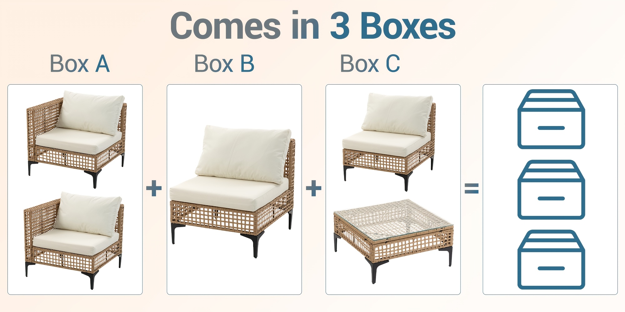 WENTUM 7pcs Outdoor Sectional Sofa Set, Boho Wicker Rattan Patio Furniture with Cushions And Table for Patio, Lawn, Backyard, Porch