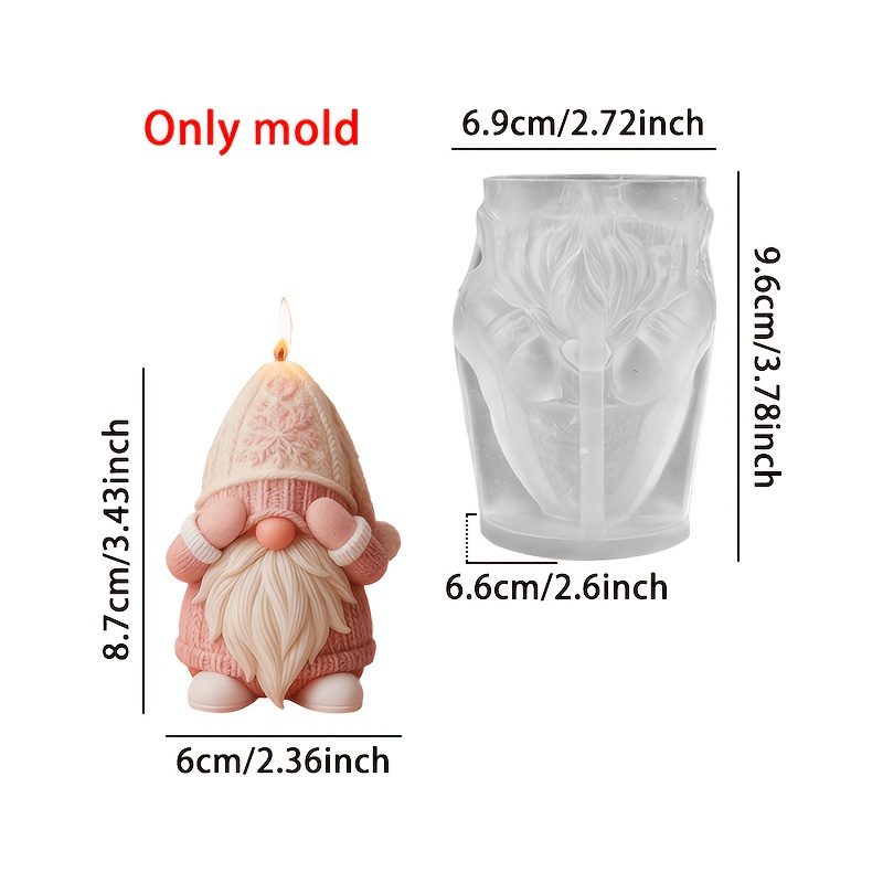 TEMU Harz Silikonform - Schneeflocken Strickmütze Augenbinde Gesichtslose Kobold 3D Silikonform Winter Weihnachts Gnome Kerzenform Epoxidharz Gips