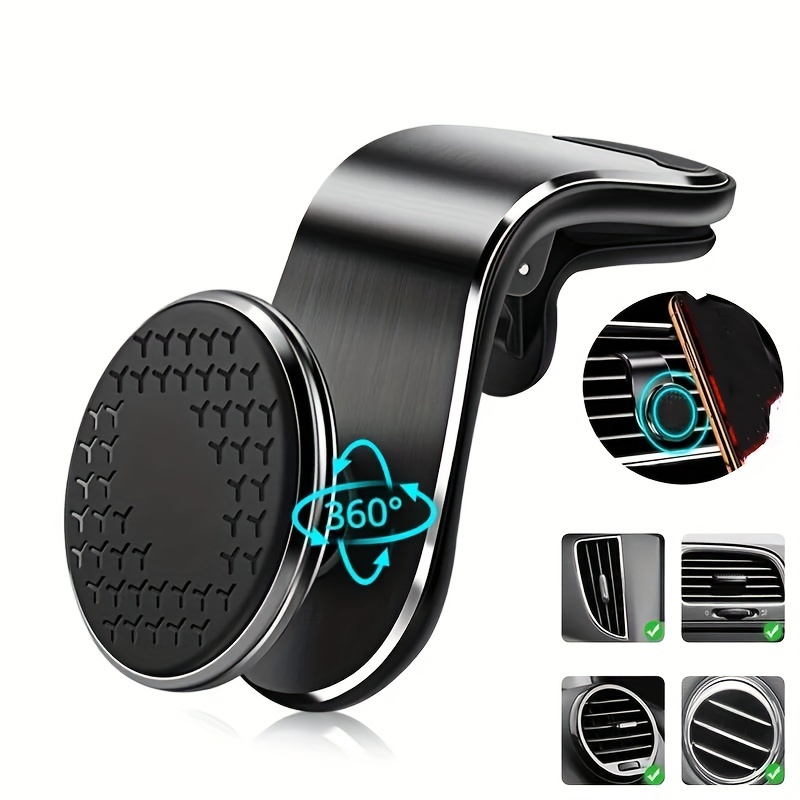 

Universal Magnetic Car Phone Mount - 1pc Pvc Material, Air Vent Phone Holder With 360° Rotation For Iphone, Samsung, Huawei, Gps Devices