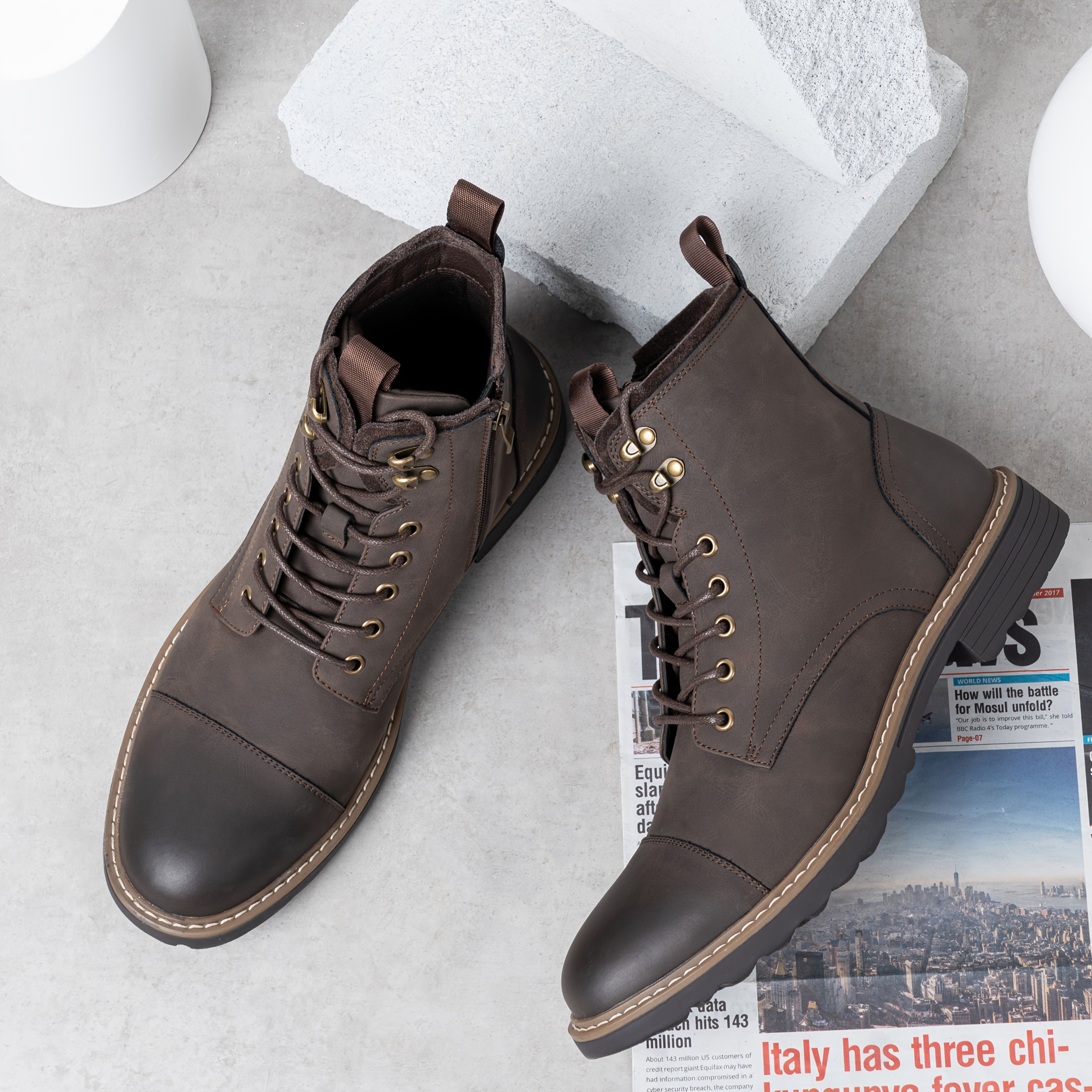 mens boots motorcycle casual boots men zipper fashion chukka  display picture 1