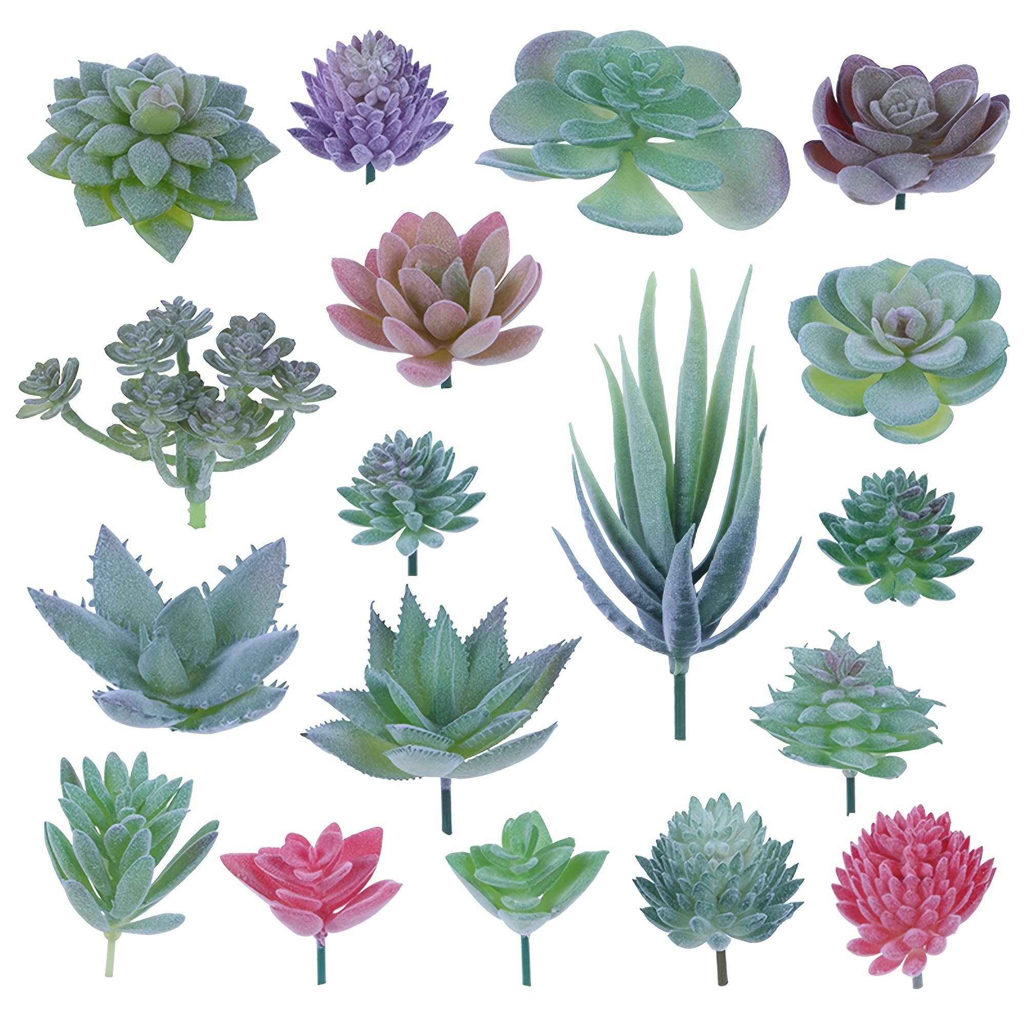 

18pcs/set Artificial Succulent Plants, Assorted Plastic Faux Greenery, Lifelike Home Decor For Indoor & Outdoor