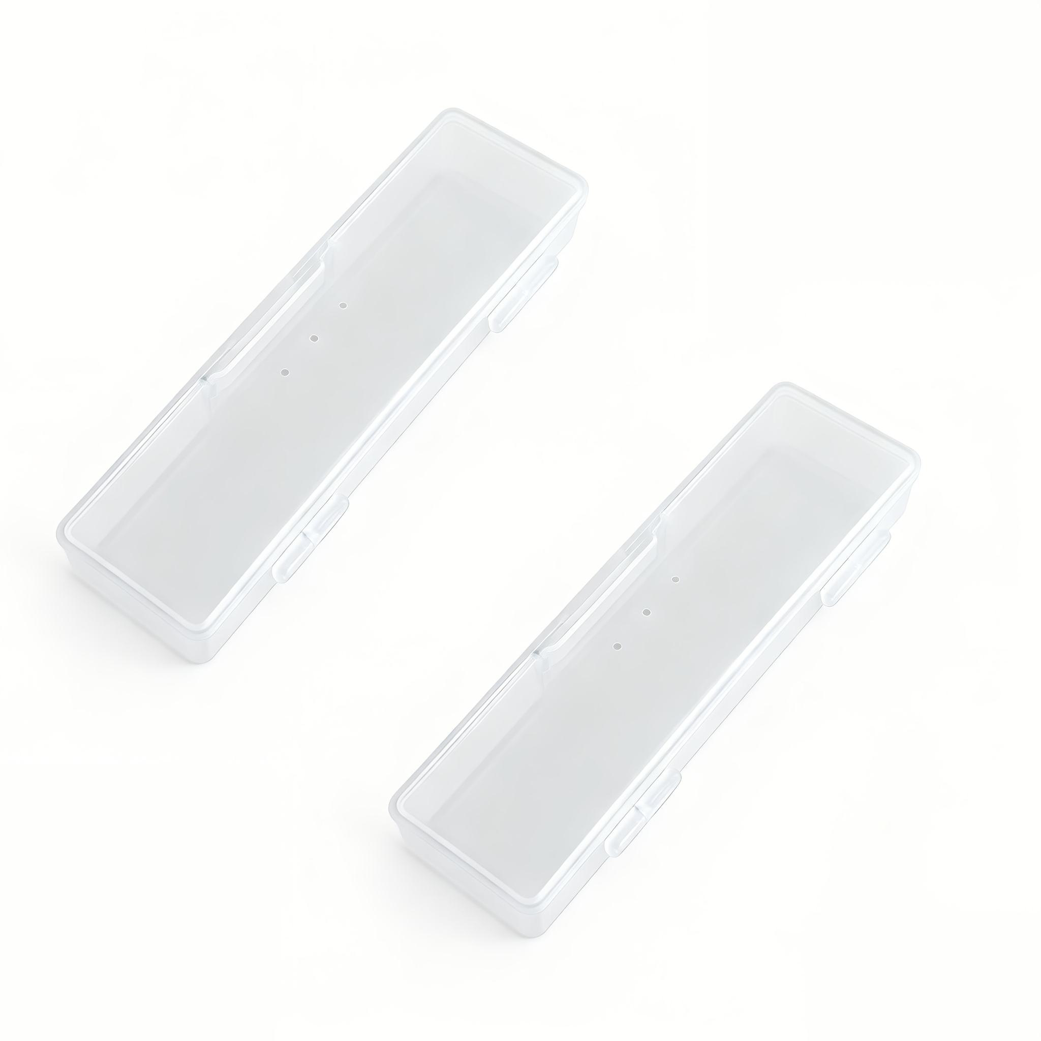 2pcs Transparent Storage Boxes For Nail Tool Professional Pedicure Manicure Tools Set Plastic Nail Art Tool Box Storage Case Nail Supplies Size