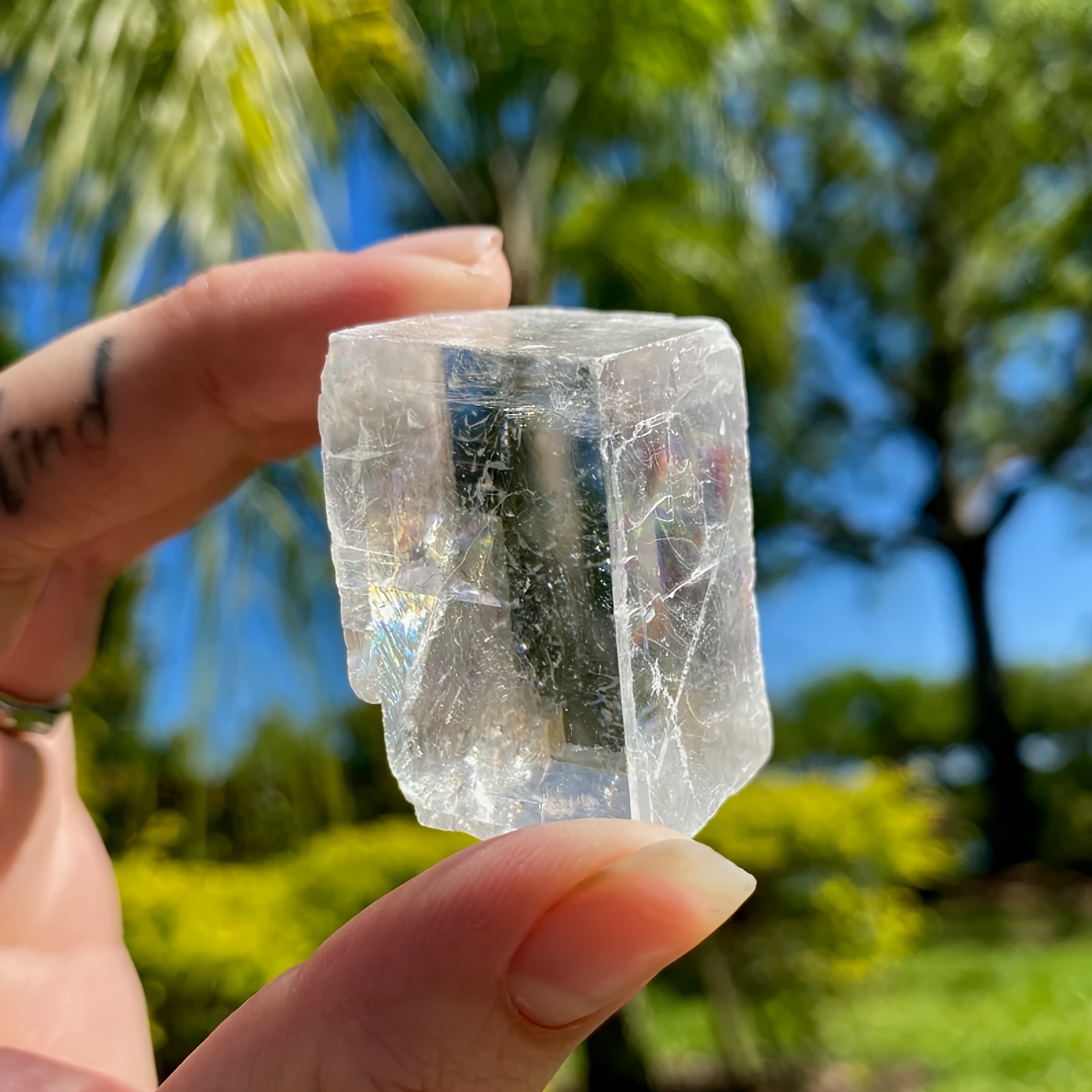 Optical Calcite Cube Natural Crystal Rough Stone, Gift Idea