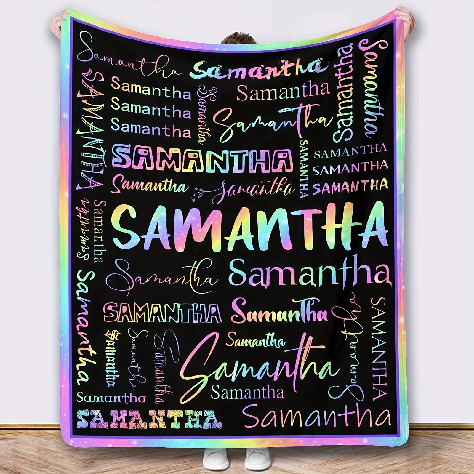 

Name Samantha Lettering Personalized Flannel Blanket - , Washable, , Tear & Stain , Bedding For And Gifting