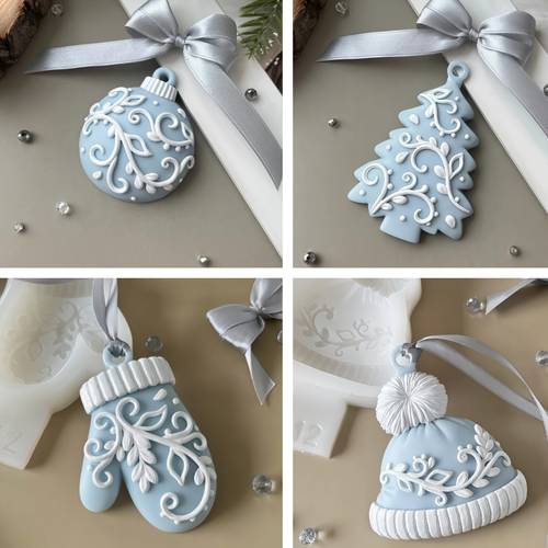 item picture resin silicone mold silicone molds for christmas hanging ornaments christmas tree christmas balls gloves knit hats and christmas pendant molds with hanging holes for making ready to hang decorations features embossed patterns