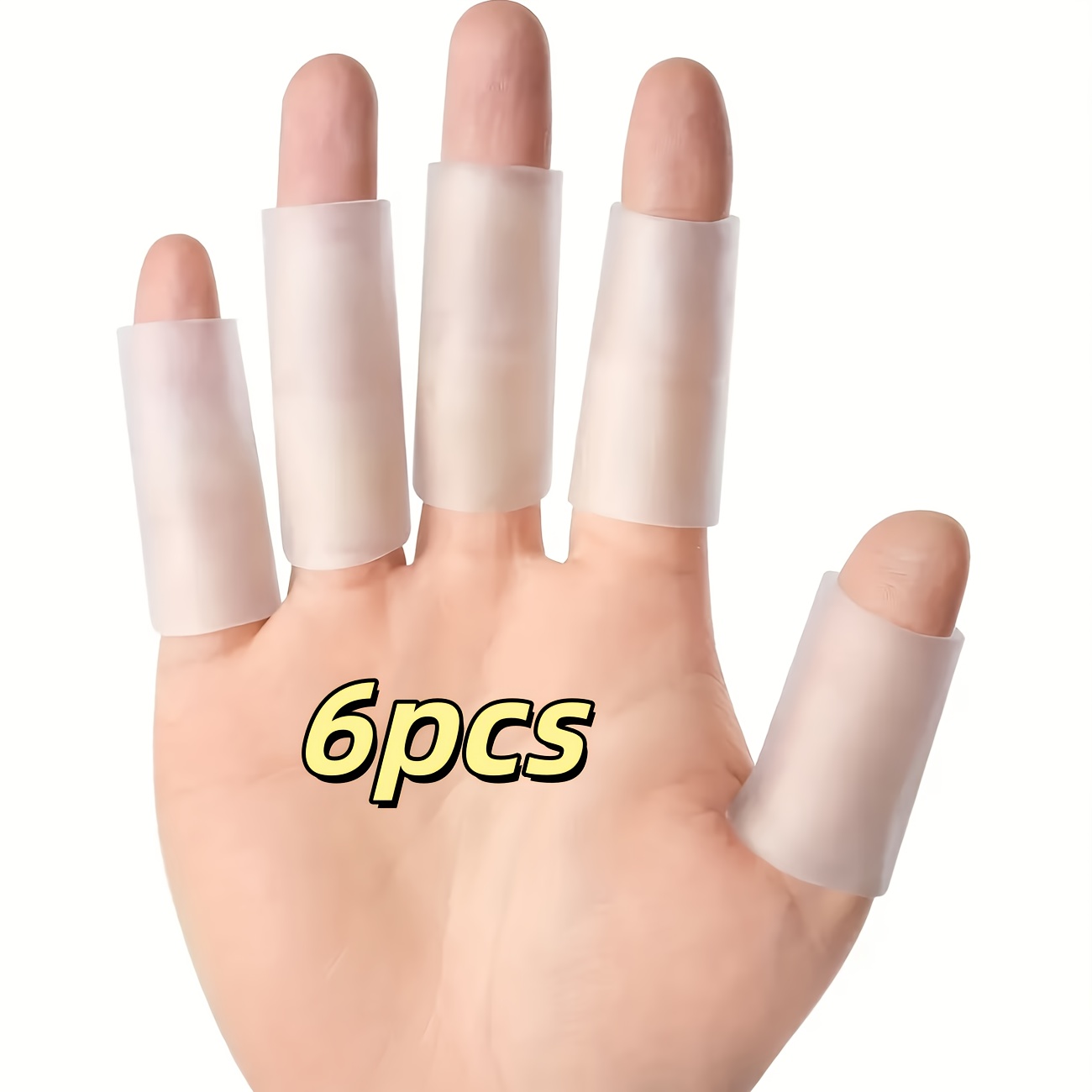TEMU 6-pack Non-slip Silicone Finger Cots - Durable And Comfortable Hand Protection, Suitable For Typing, Gaming, Sports And Daily Use, 6 Transparent
