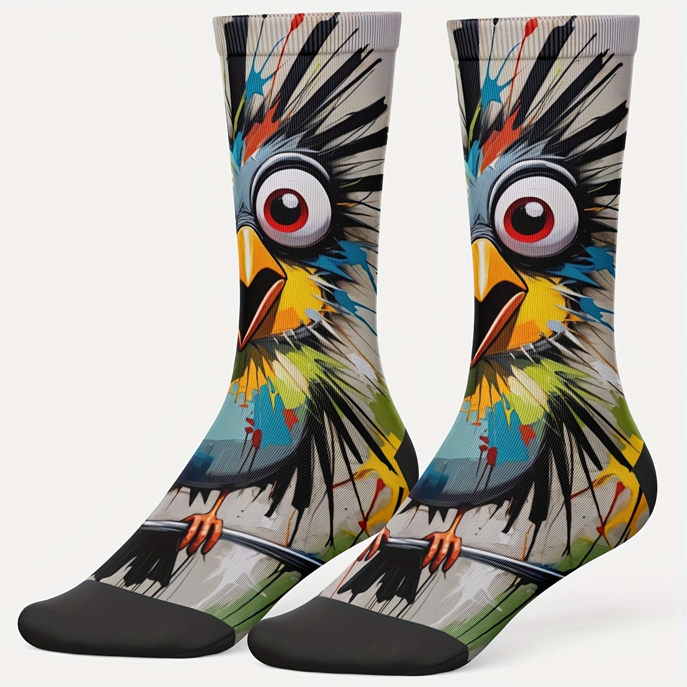 TEMU Cool 3d Print Socks - Trendy Streetwear Crew Socks, Adorable Cat And Flower Vase Design, Colorful & Humorous Patterns, Durable Couple Socks, Hip