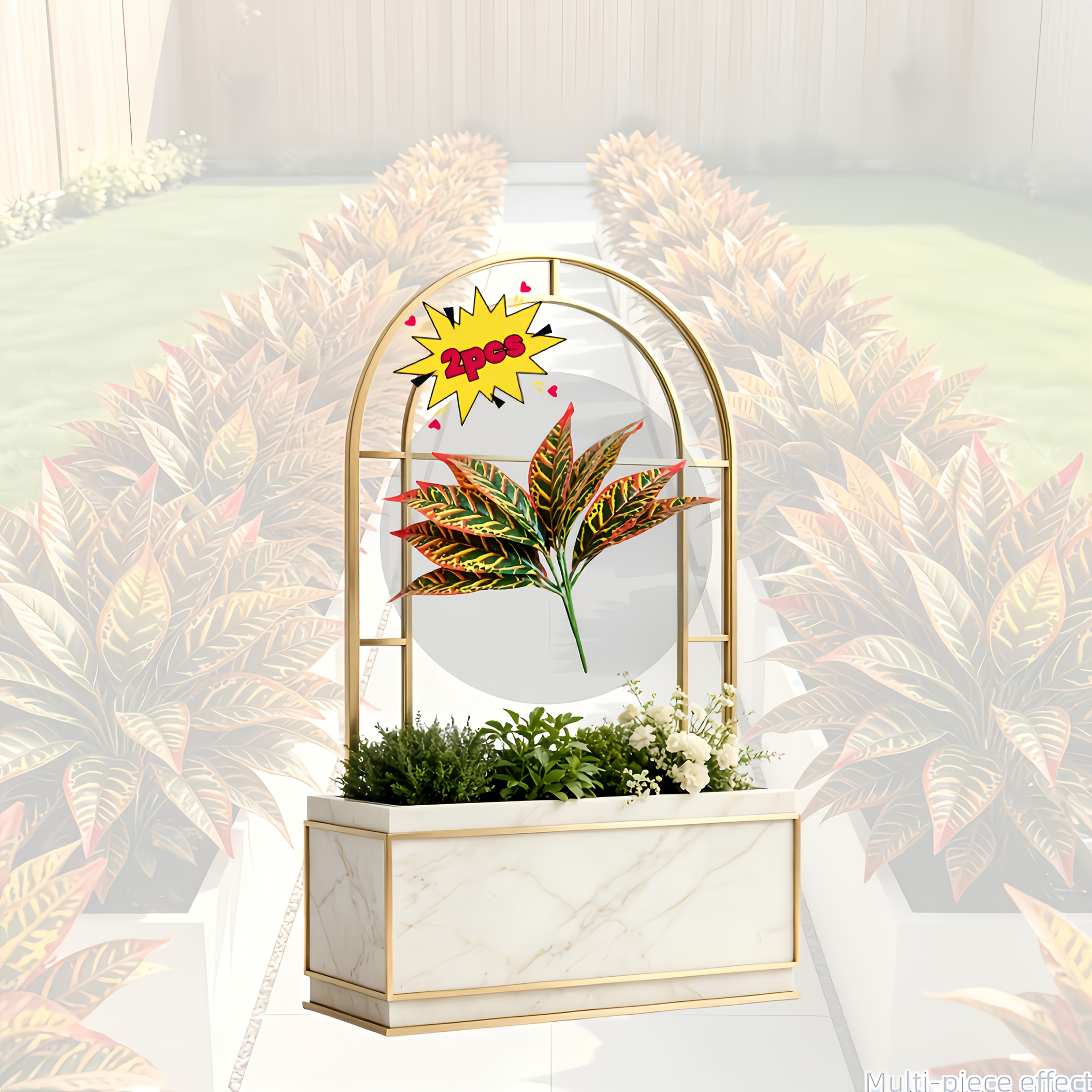 TEMU 2pcs Realistic High-quality Indoor Outdoor Decorative Leaf Artificial Realistic Color-changing Boxwood Plant, Artificial Greenery. Very Suitable