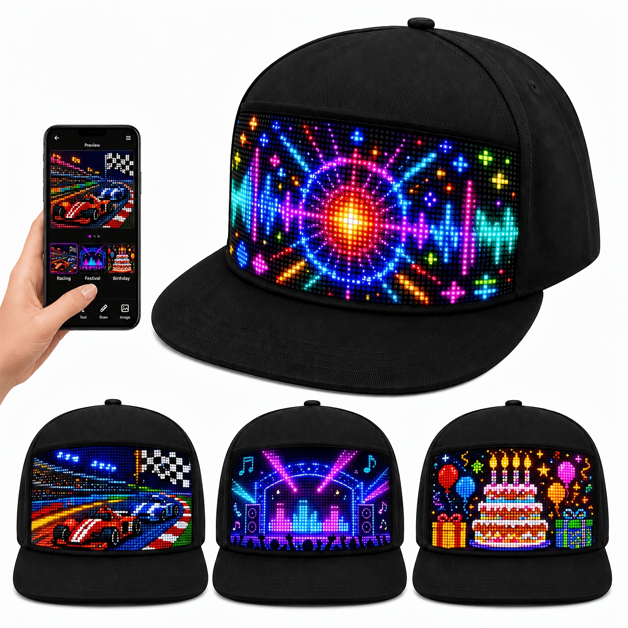 TEMU Programmable Led Baseball With An Rgb Pixel Display, Supports App Editing For Text, Pixel Art, , And Music Rhythm Effects, With Phone-controlled