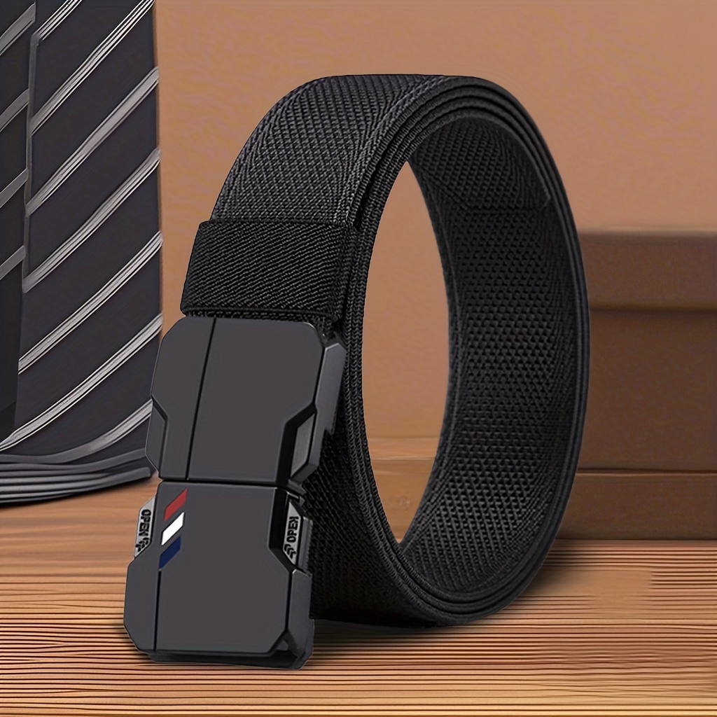 TEMU Ceinture Élastique Homme Casual avec Boucle Automatique en de , Design Sportif avec LOGO, Tailles Multiples, Style Élastique et Décontracté,