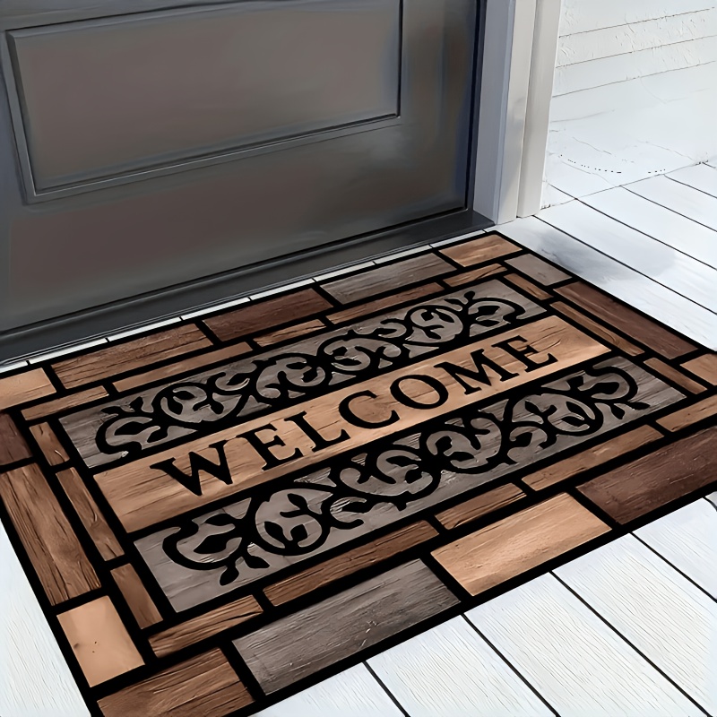 TEMU Welcome Doormat Heavy-duty Rectangular Entry Mat With Welcome Text, Machine Washable Indoor/outdoor Mat For Front Door, Back Door, Patio, Garden