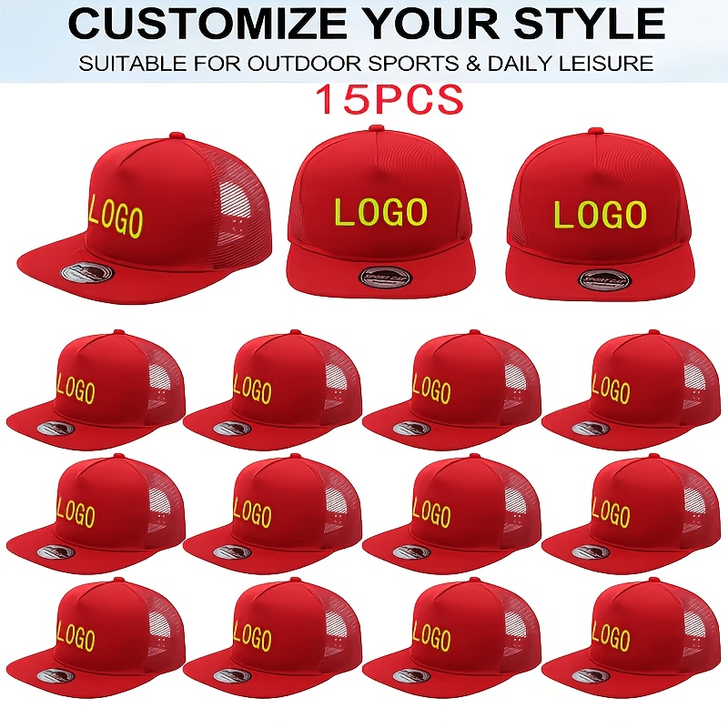 15pcs Personalized Retro Mesh Trucker Hats, Customizable