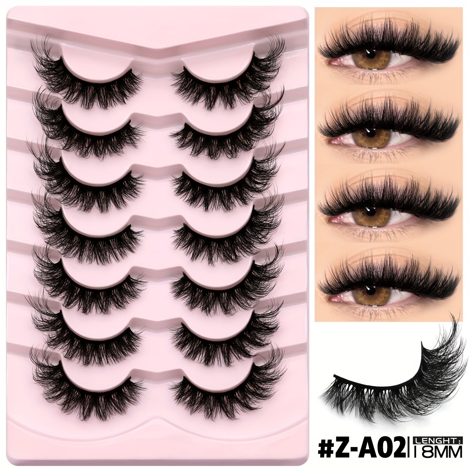 Image of Groinneya 7 Pairs False Eyelashes Fluffy Cat Eye Lashes 3d Volume Mink Lashes Natural Look Full Strip Lashes Curly Wispy Fake Eyelashes Dramatic Eyelashes For Beginners Daily&party, Festival Makeup