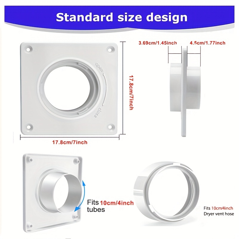 TEMU Juego De Conector De Ventilación, Placa De Pared Con Conexión Y Desconexión Rápida, Bloqueo Giratorio, Se Adapta A Tubos De 4 Pulgadas, Cubre Un